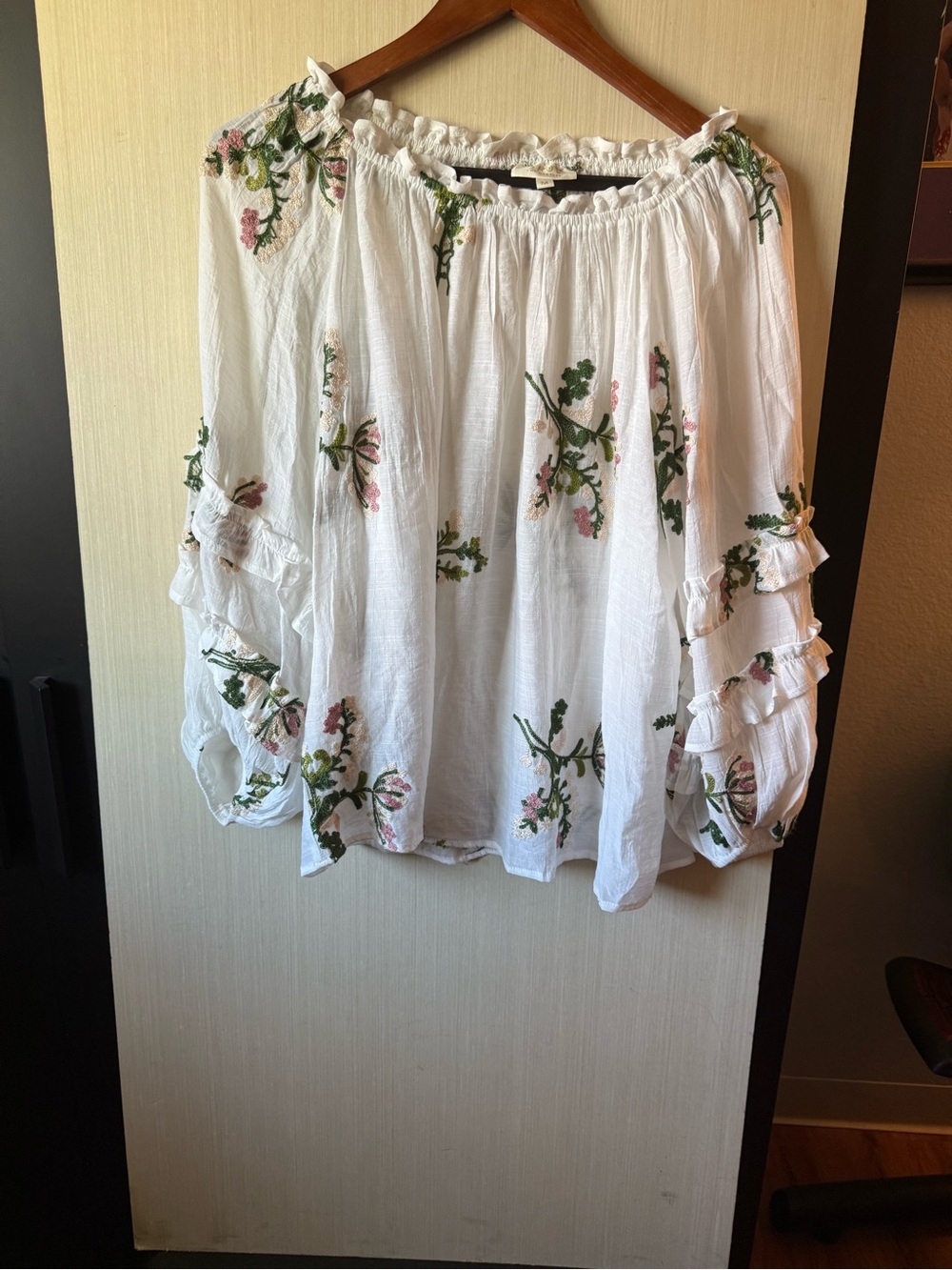 White Floral Off-Shoulder Boho top